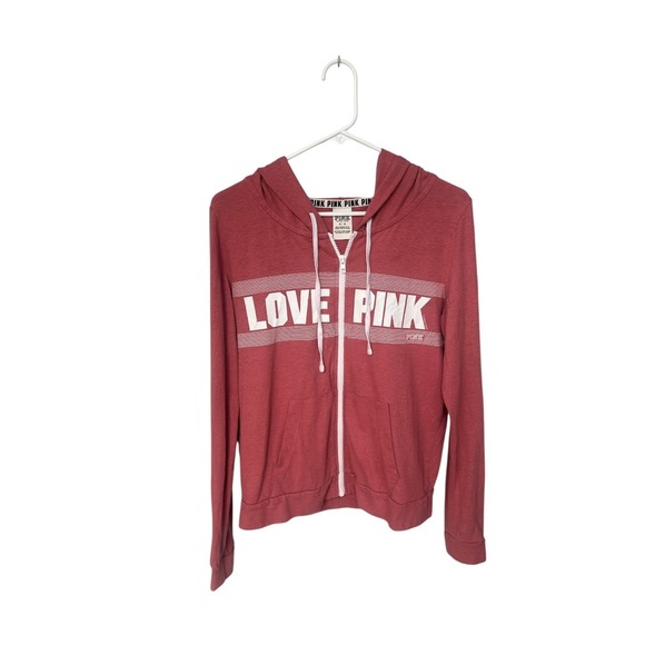 Victorias Secret PINK Love Pink Medium Zip Hoodie Pink - Picture 3 of 5